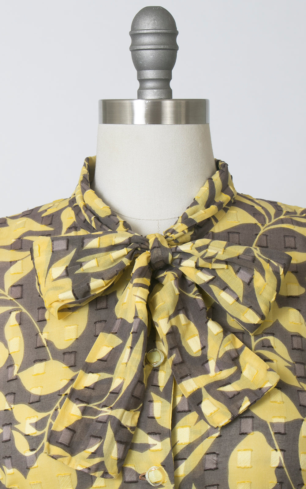 1960s Chartreuse Floral Secretary Shirt Dress | medium