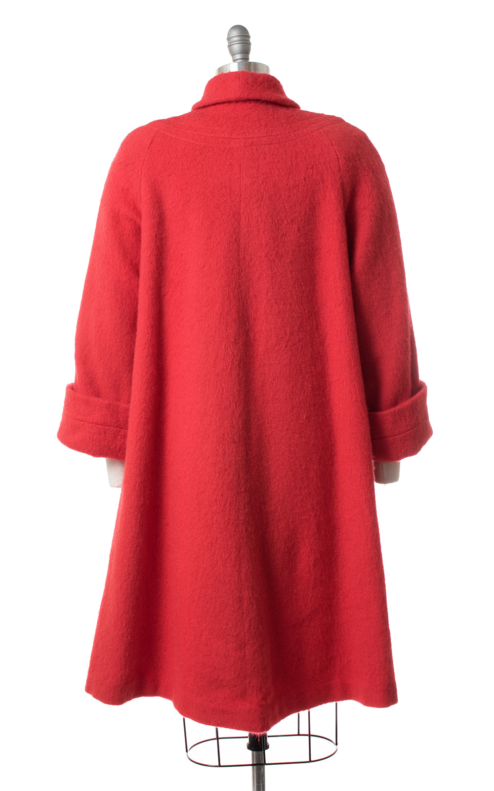 1950s Red Wool Swing Coat with Candy Buttons