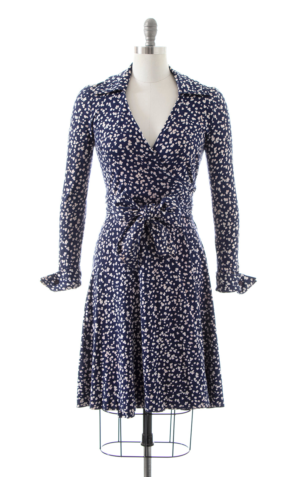 1970s DIANE VON FURSTENBERG Spotted Jersey Wrap Dress | x-small/small/medium