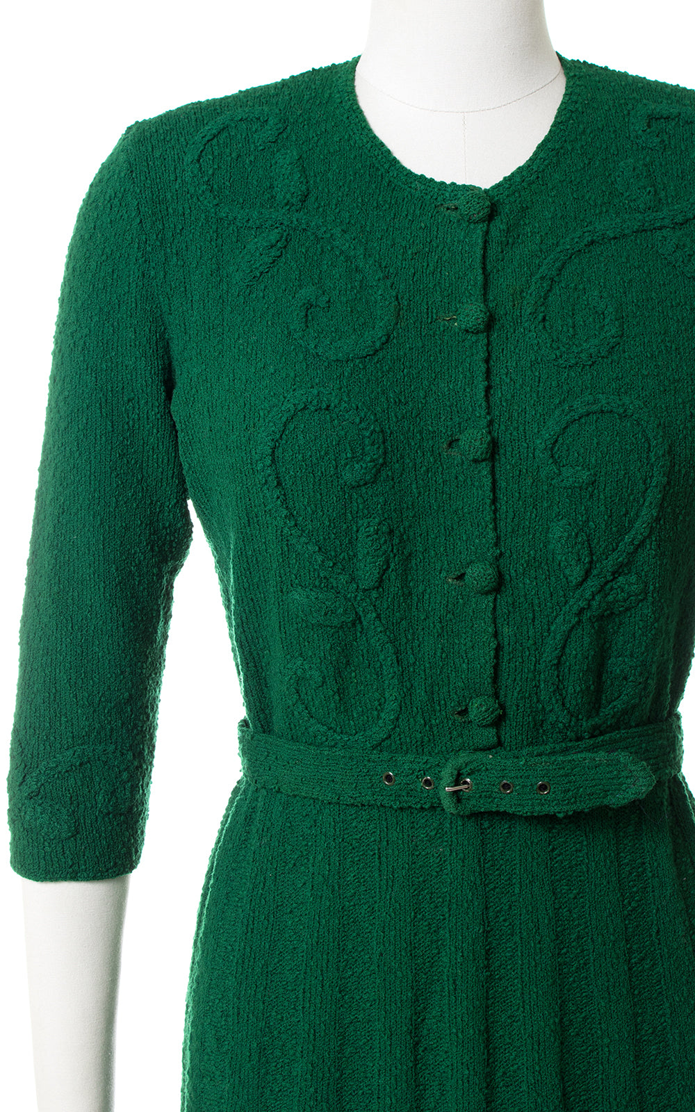 1940s Forest Green Knit Wool Dress | medium/large Birthday Life Vintage 1940s Forest Green Knit Wool Dress | medium/large Birthday Life Vintage