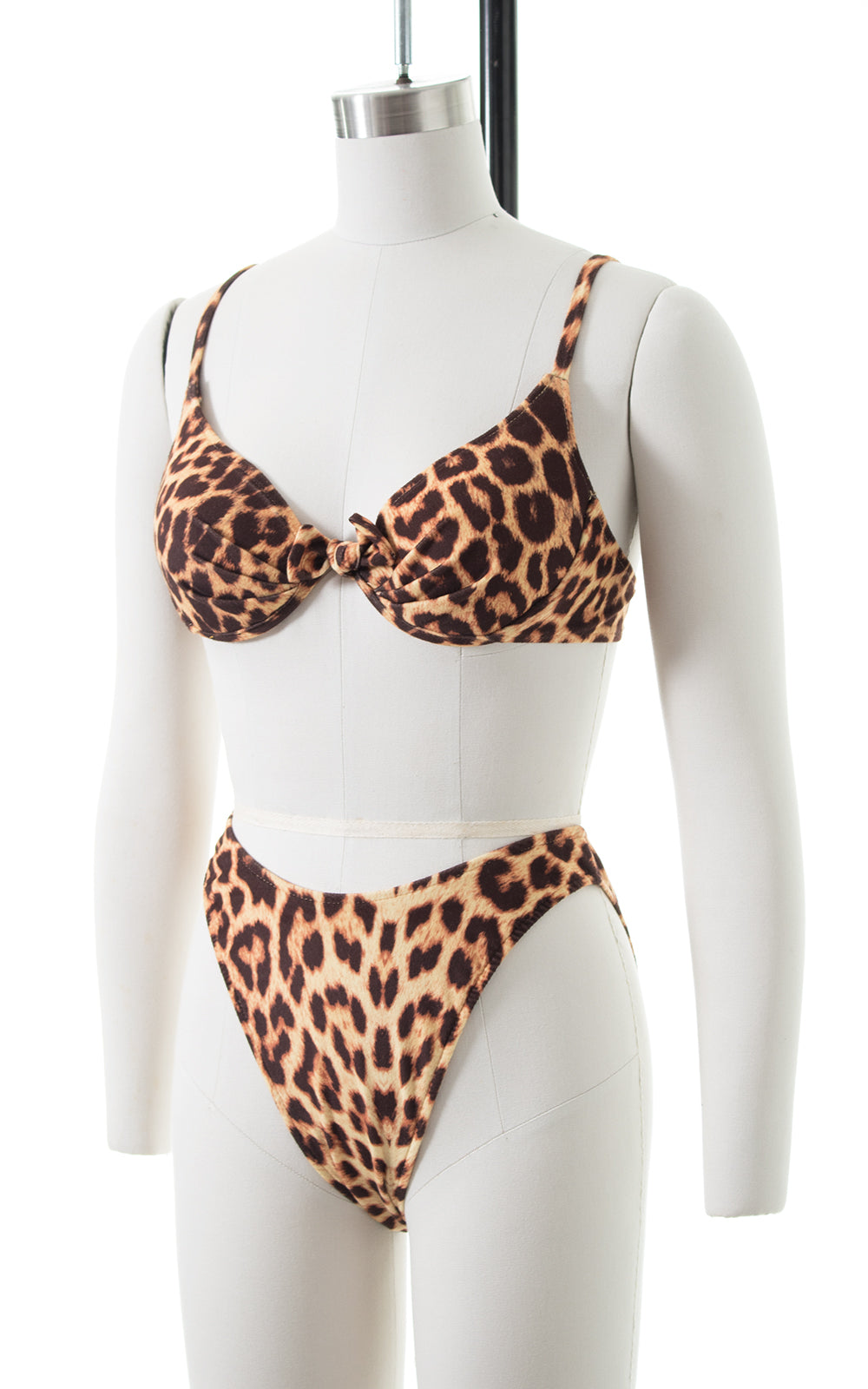 1980s 1990s Leopard Print High Cut Bikini