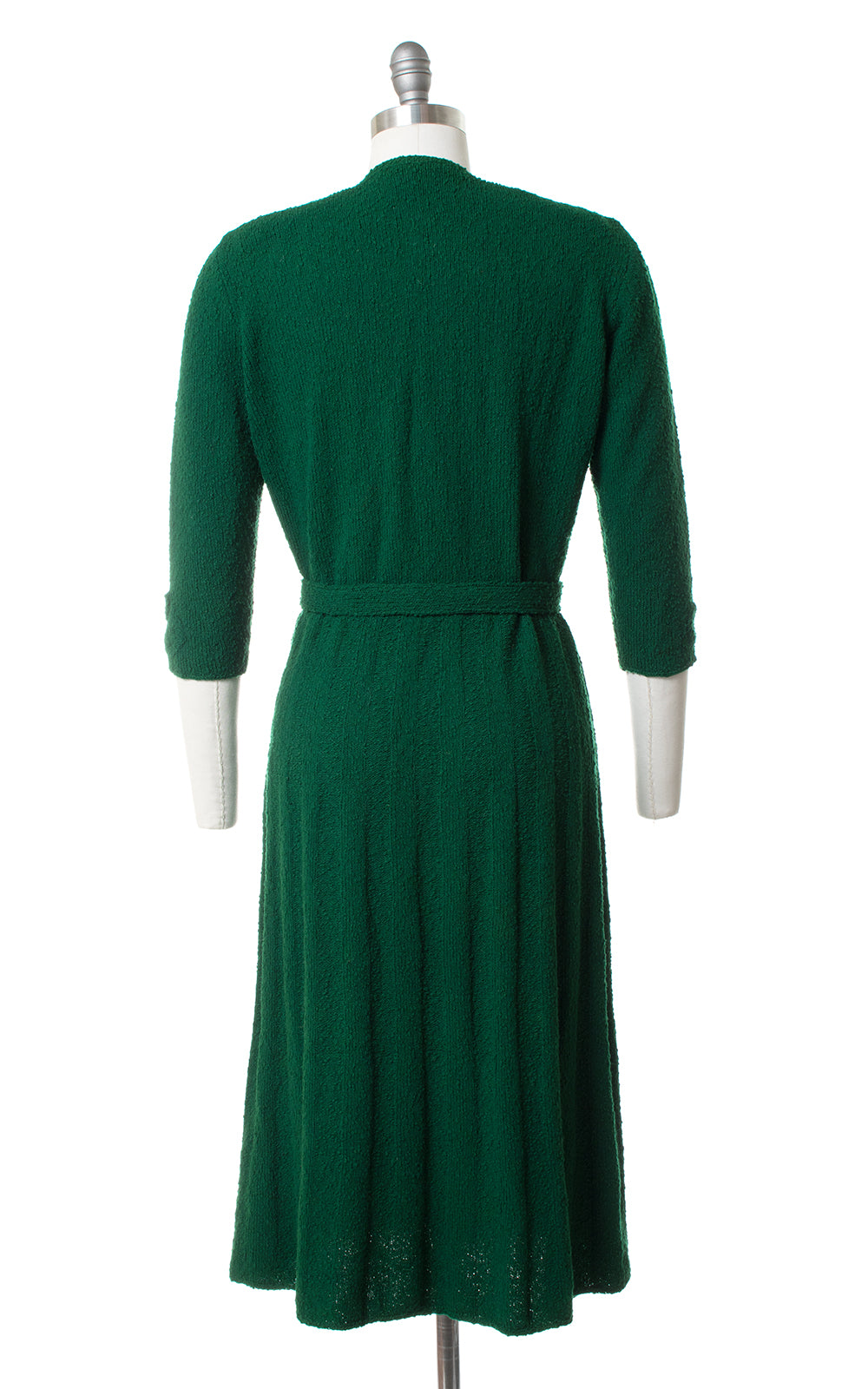 1940s Forest Green Knit Wool Dress