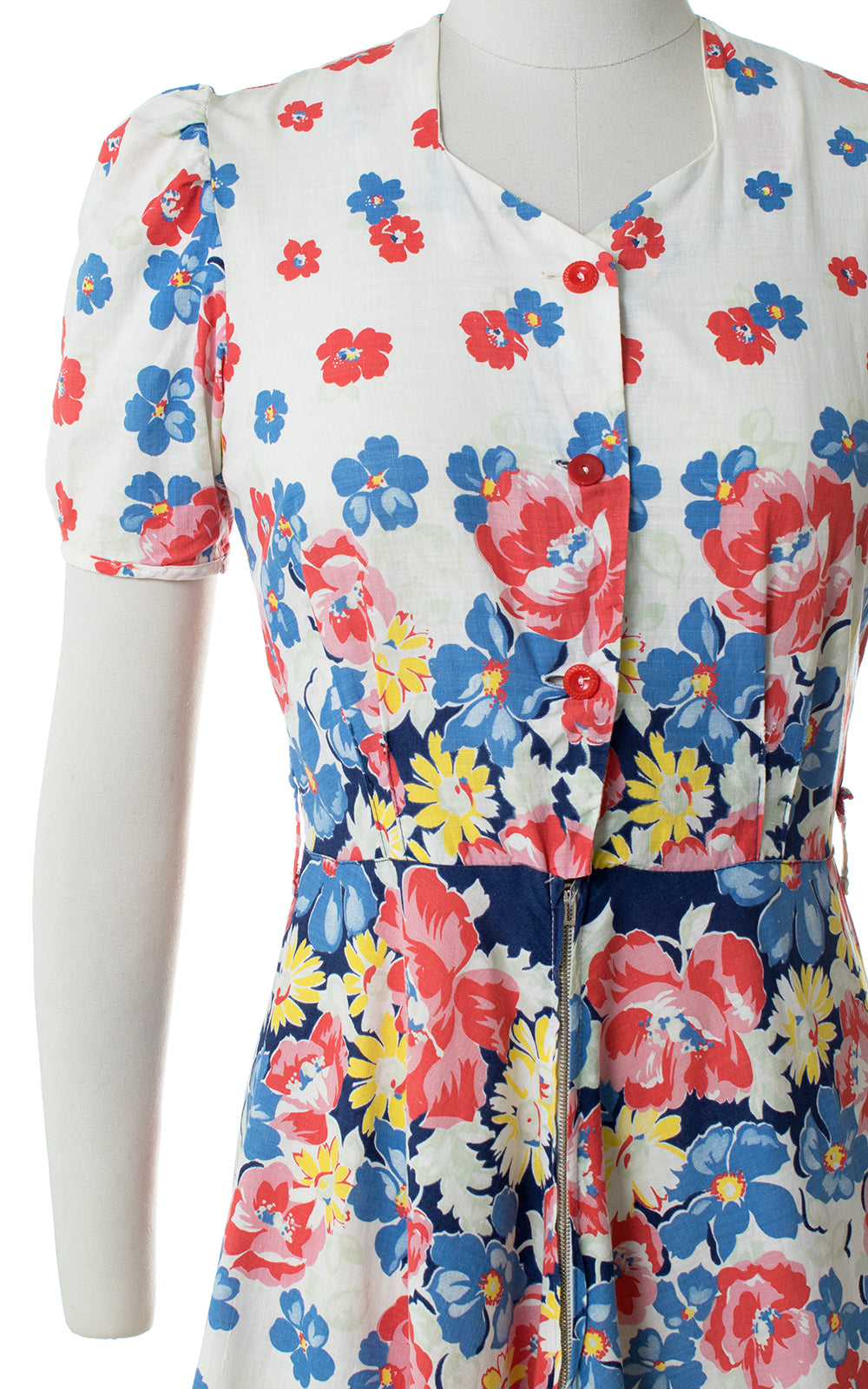 1940s Floral Cotton Maxi Dress