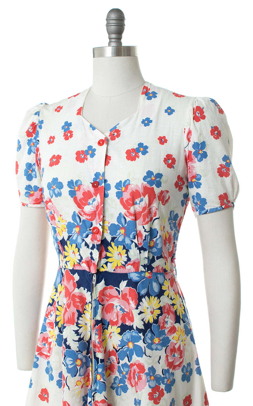 1940s Floral Cotton Maxi Dress