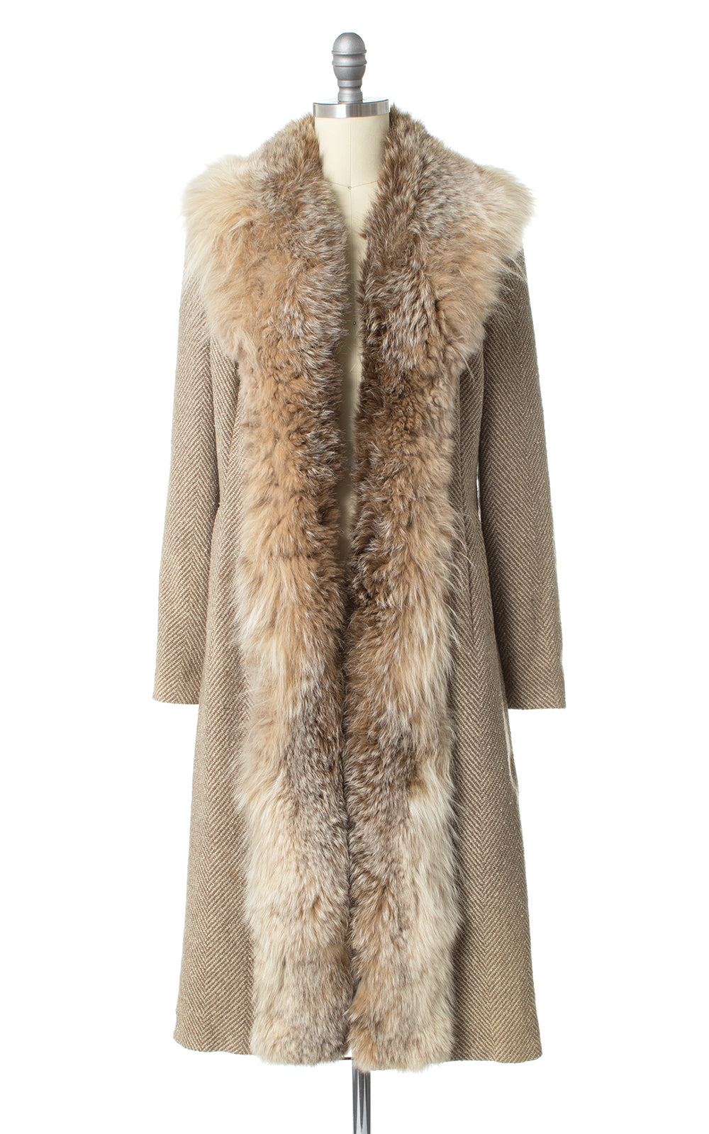 1940s Wool Swing Coat with Lynx Fur Trim