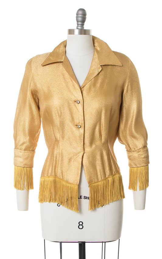 1950s Fringed Gold Lamé Western Blouse