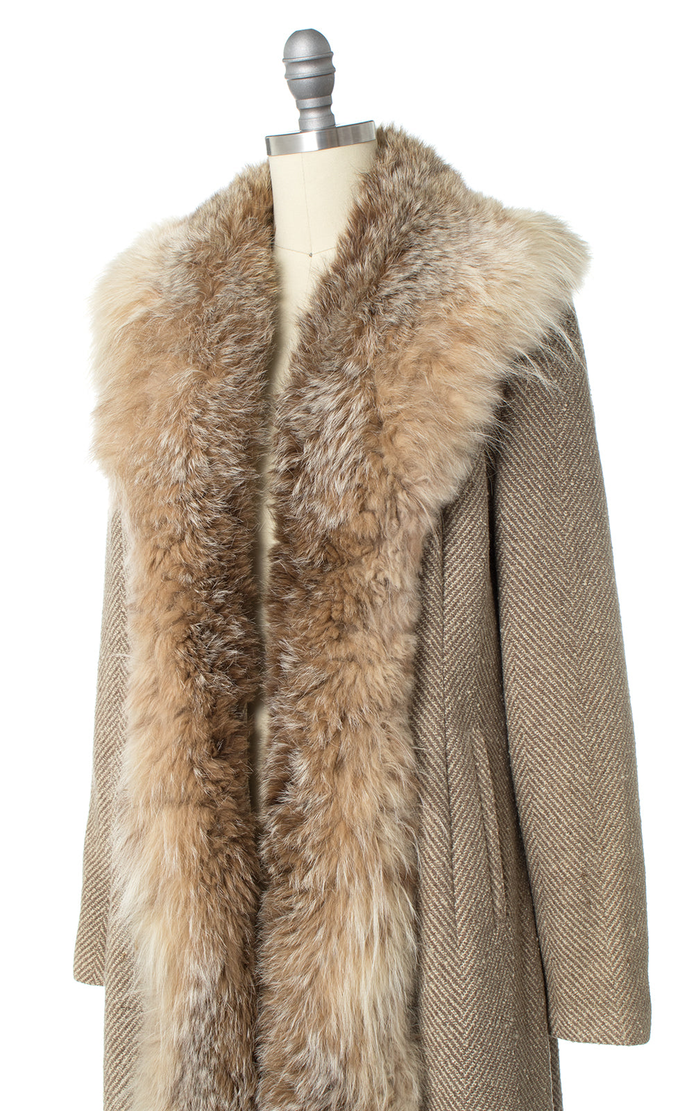 1940s Wool Swing Coat with Lynx Fur Trim