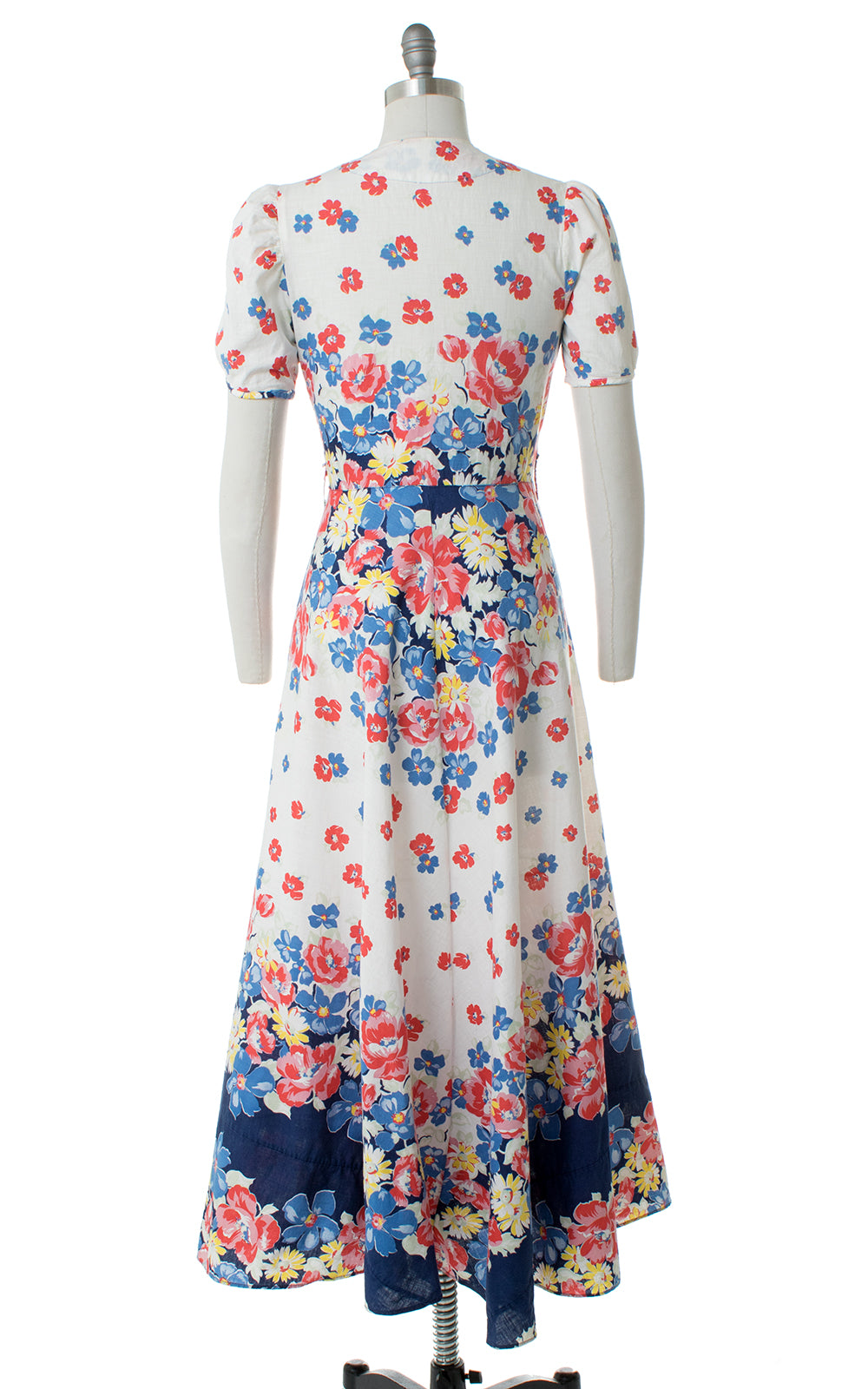 1940s Floral Cotton Maxi Dress