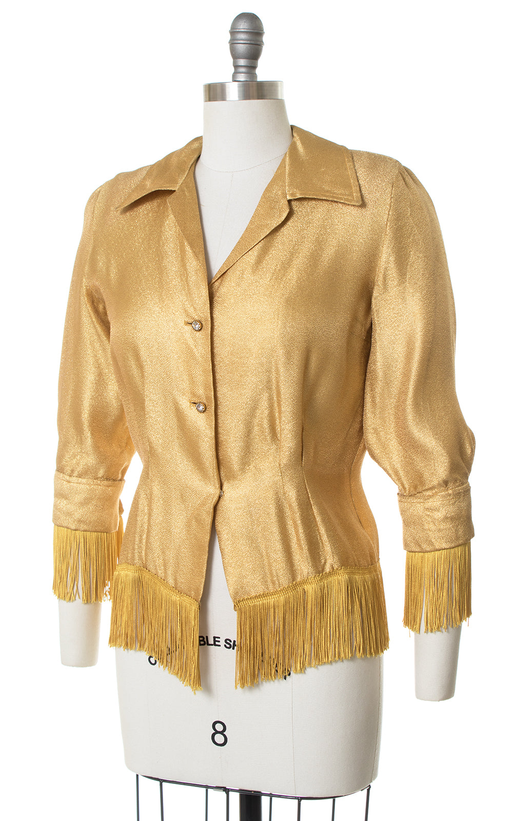 1950s Fringed Gold Lamé Western Blouse