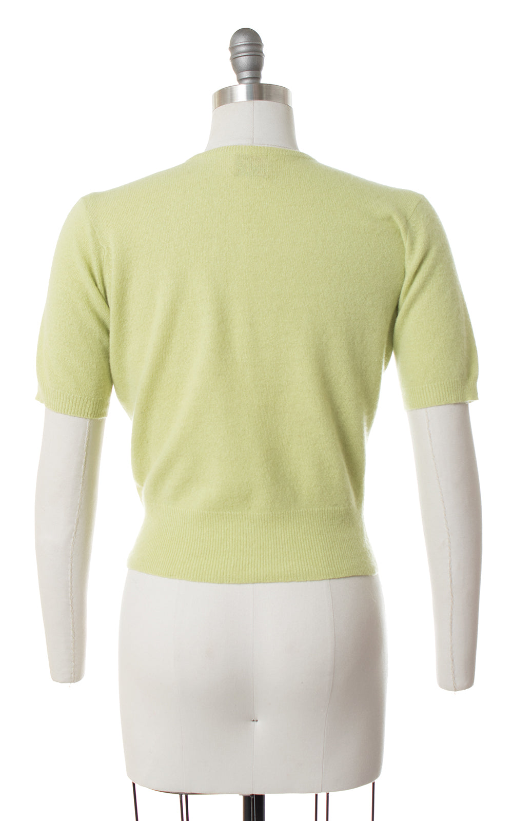 1950s Jantzen Pastel Tomatillo Green Cashmere Sweater Top | medium/large