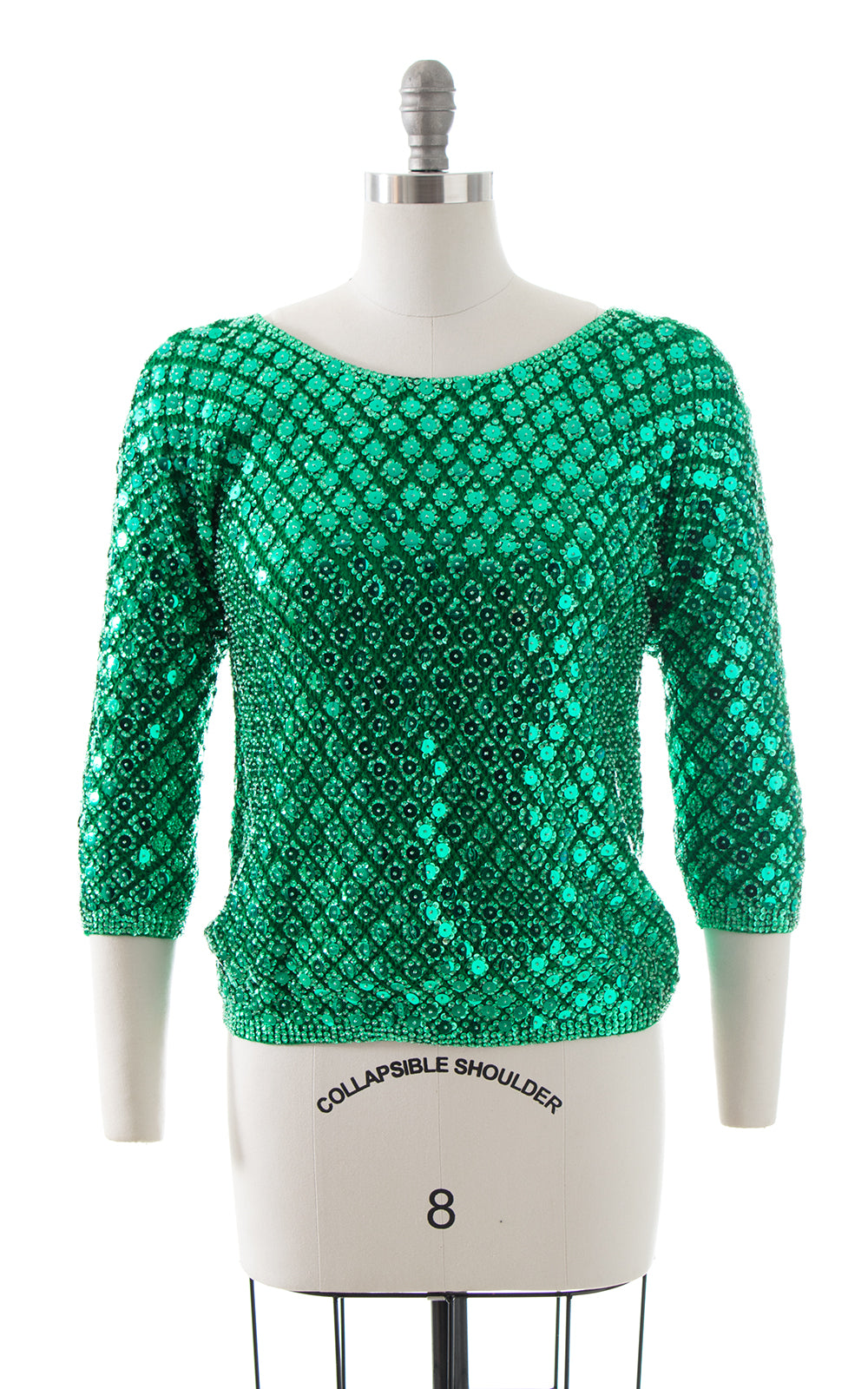 1950s Sequin Beaded Knit Wool Sweater