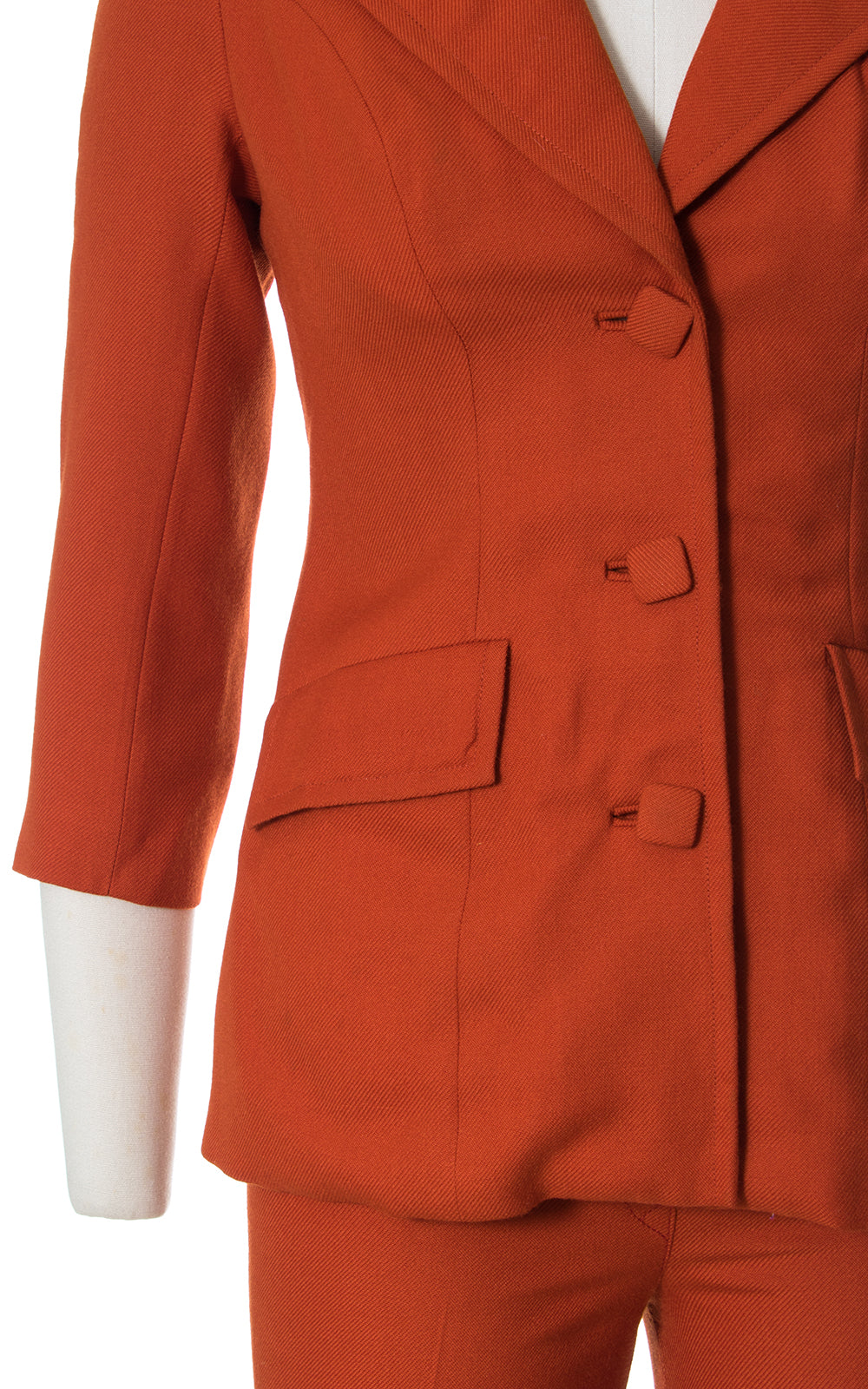 1970s Burnt Orange Wool Blend Pantsuit