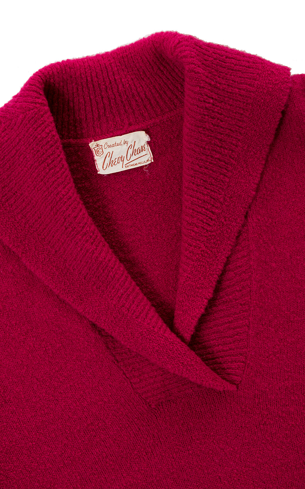 1950s Raspberry Wool Chenille Sweater Dress