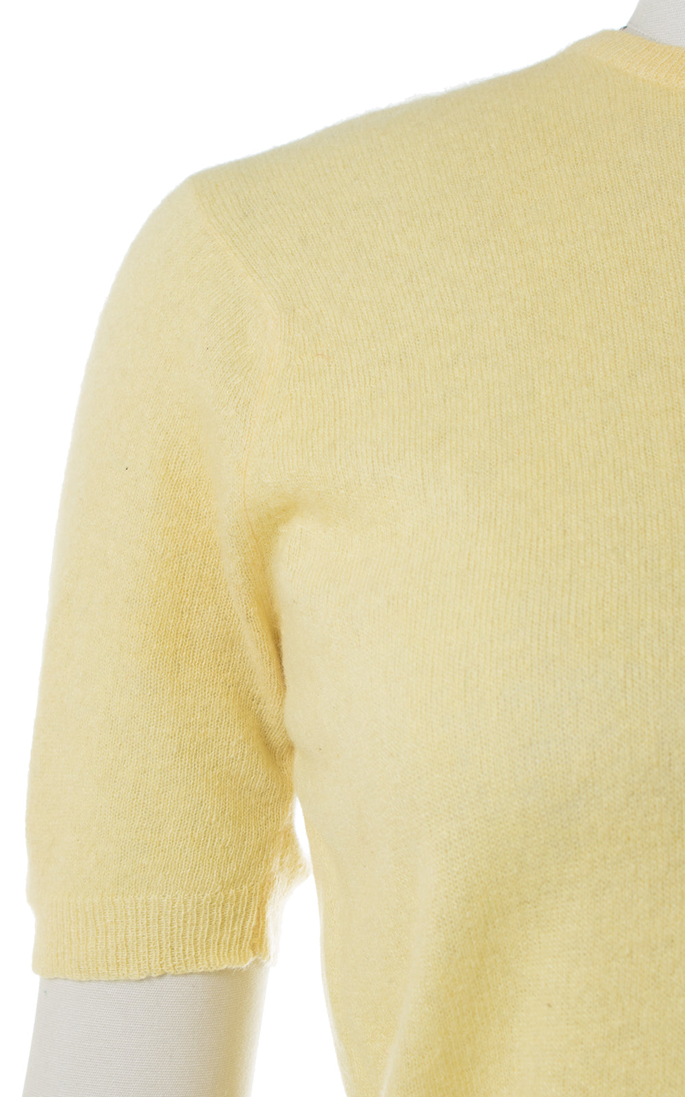 1950s Pastel Yellow Cashmere Sweater Top | small/medium