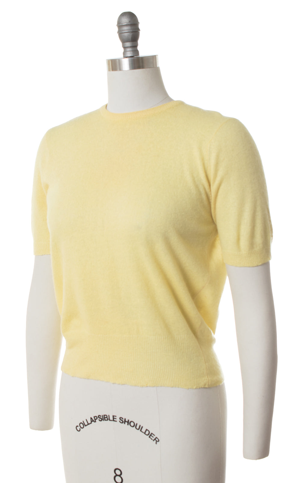 1950s Pastel Yellow Cashmere Sweater Top | small/medium