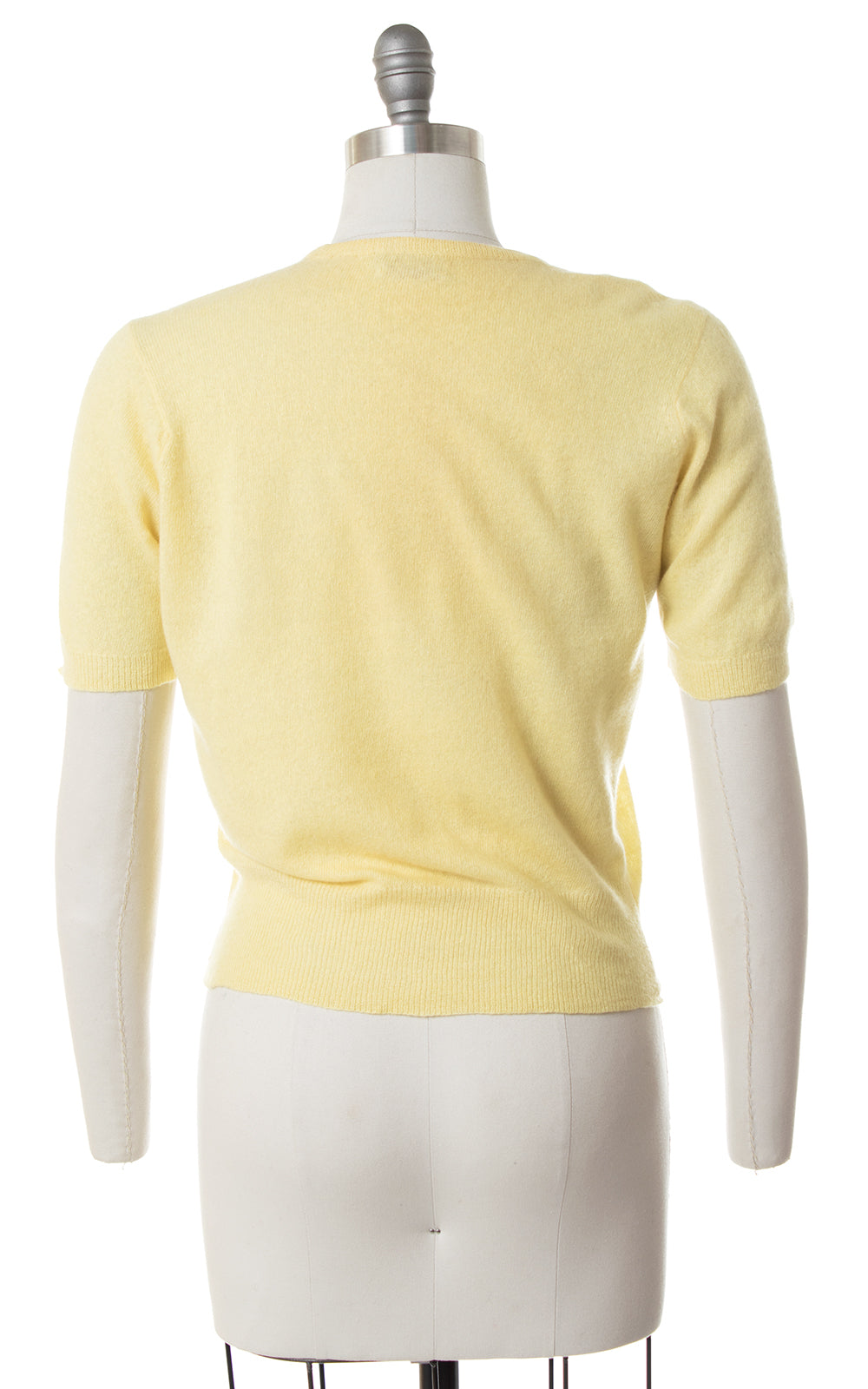 1950s Pastel Yellow Cashmere Sweater Top | small/medium