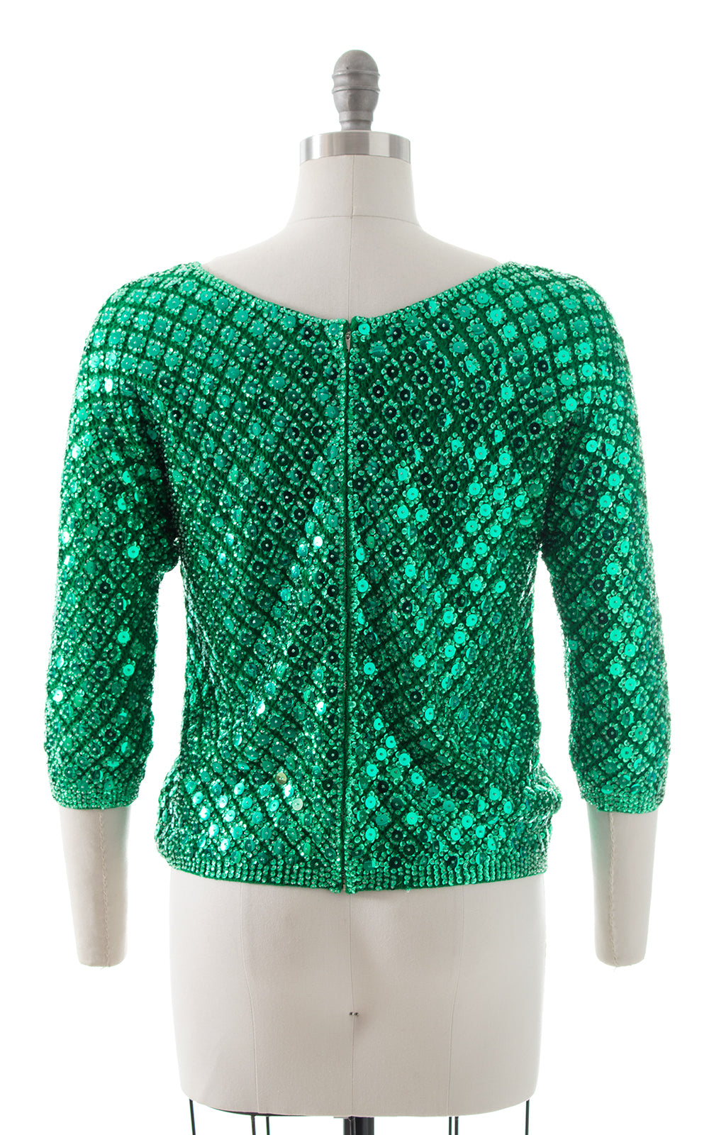 1950s Sequin Beaded Knit Wool Sweater