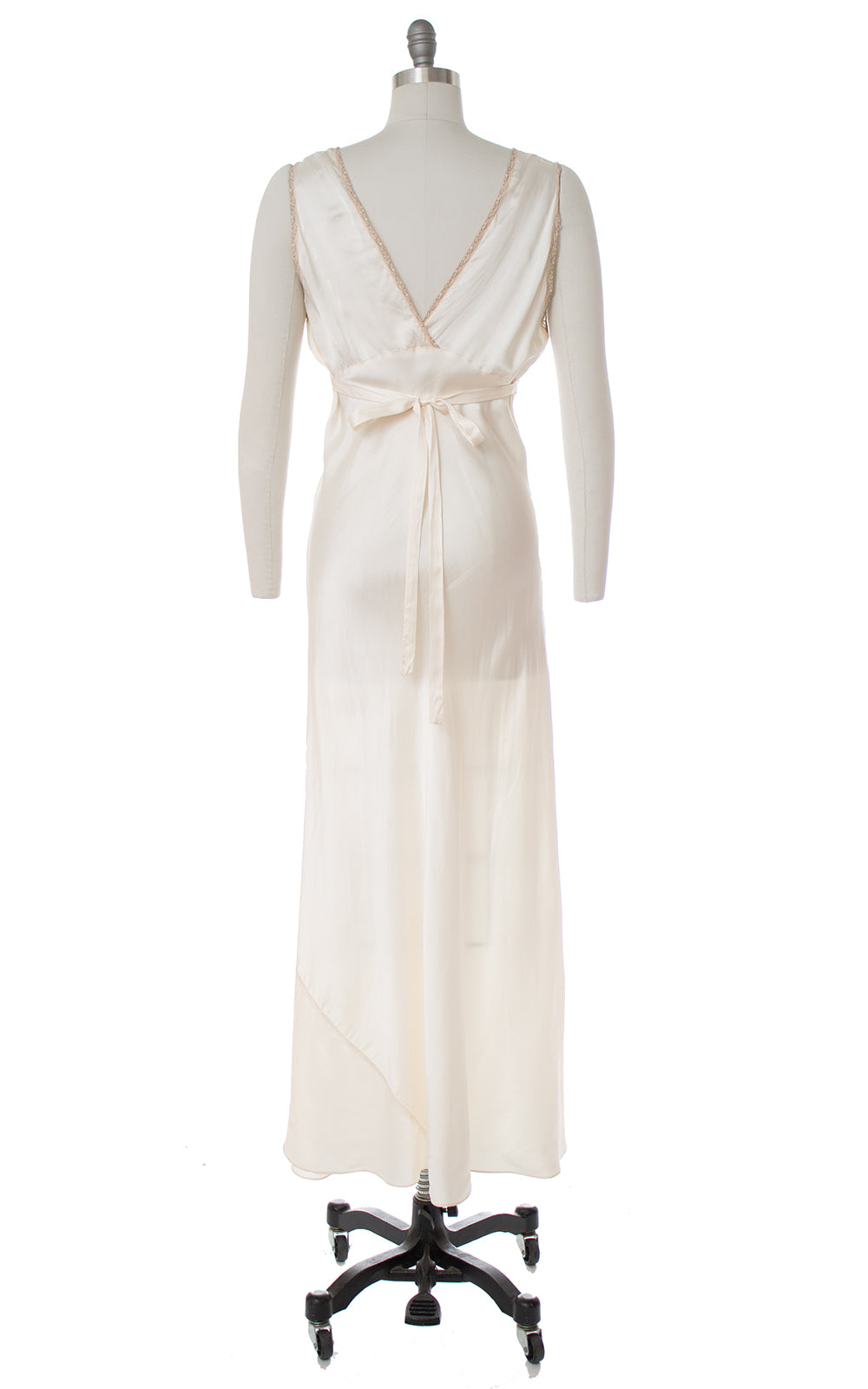 1940s Bias-Cut Ivory Rayon Satin Nightgown