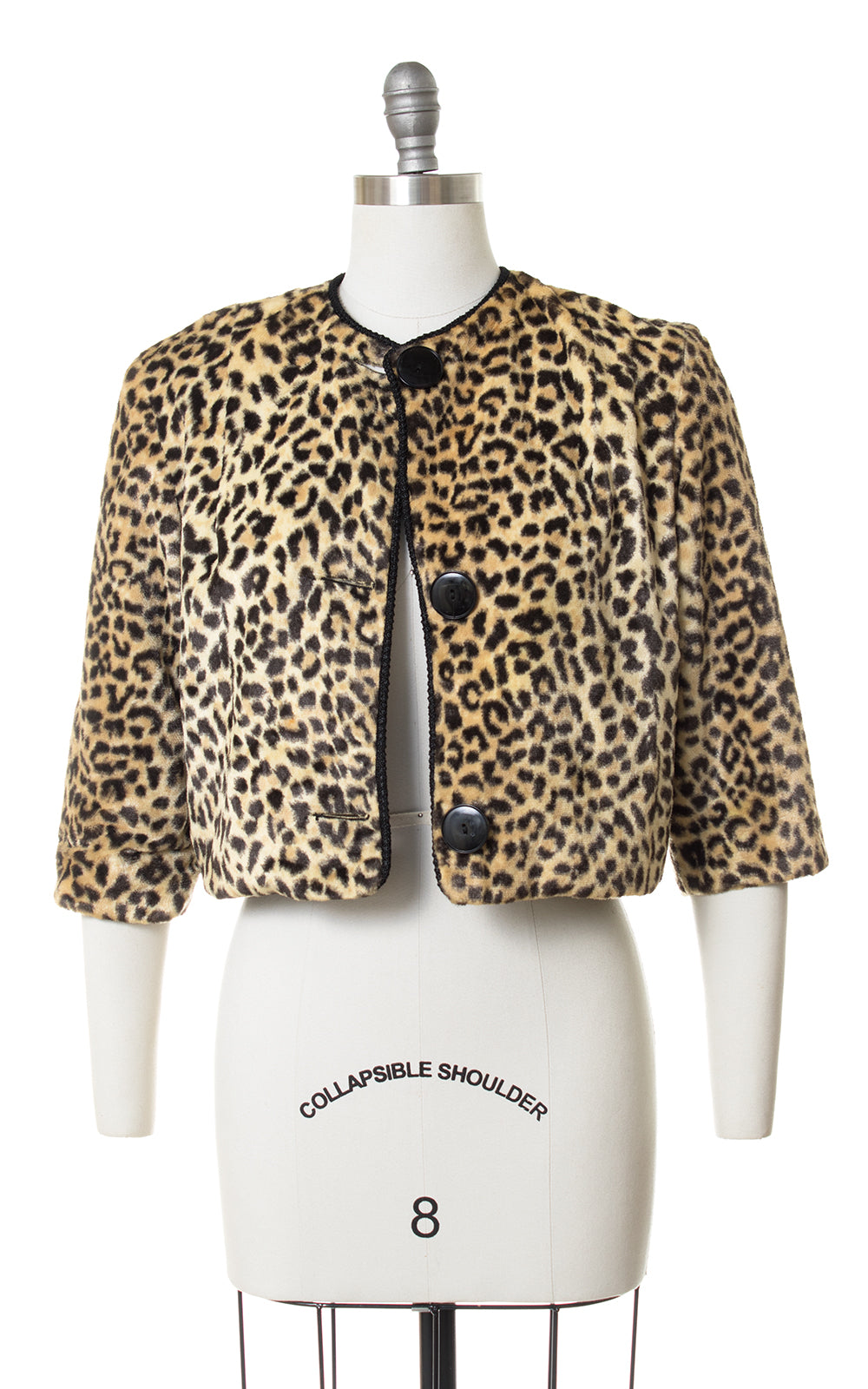 1960s Leopard Print Faux Fur Cropped Jacket