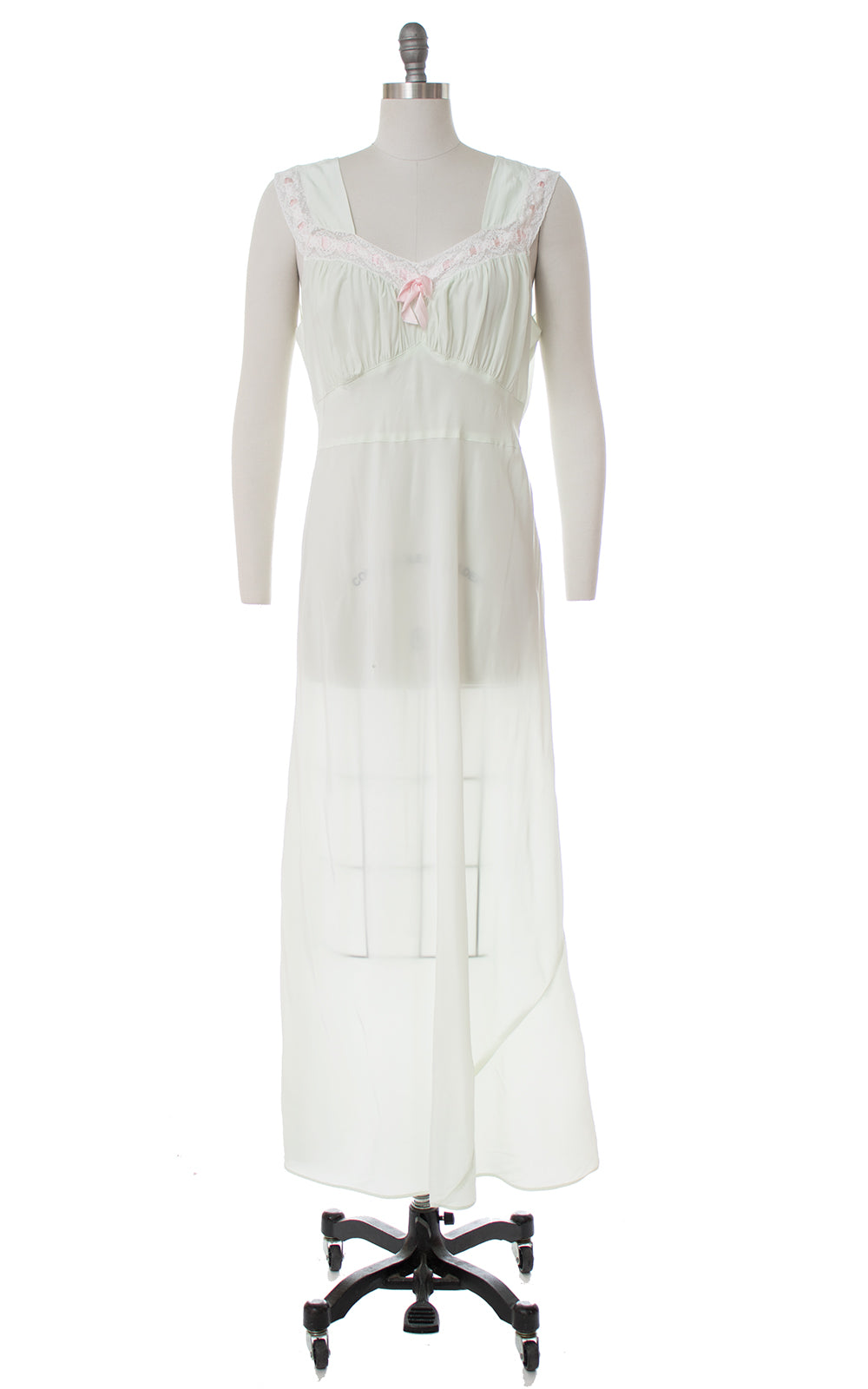1930s 1940s Bias-Cut Mint Cold Rayon Nightgown | medium