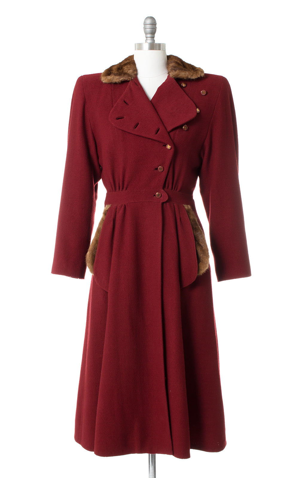 1930s 1940s Fur Trim Wool Princess Coat | small – Birthday Life Vintage