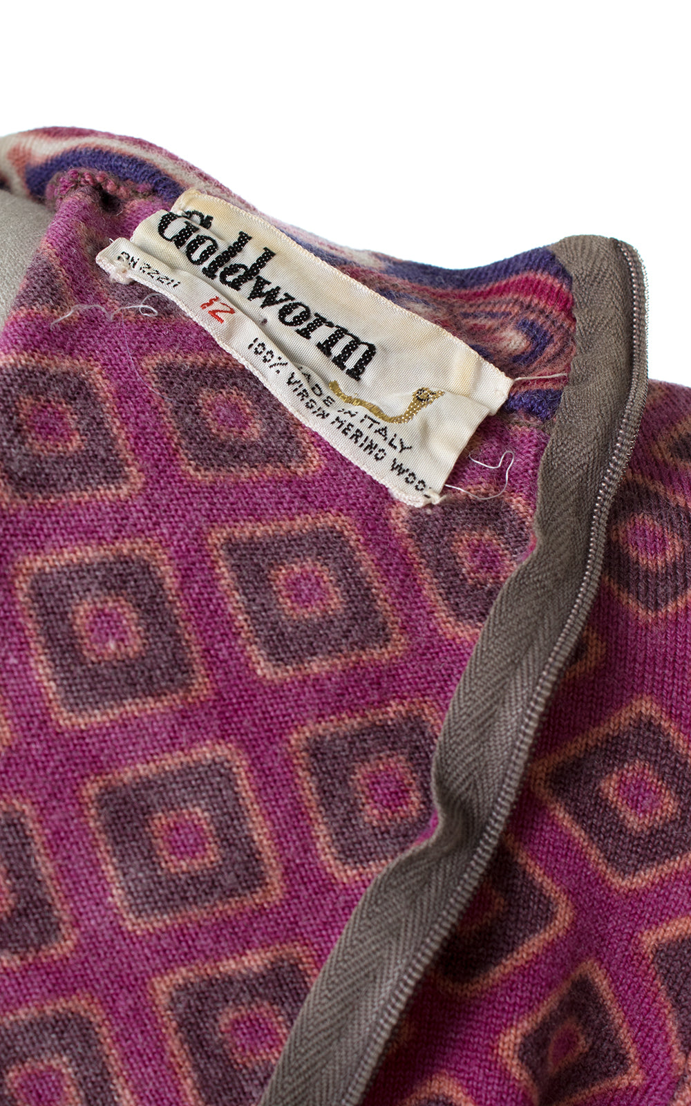 1960s Goldworm Geometric Knit Wool Dress