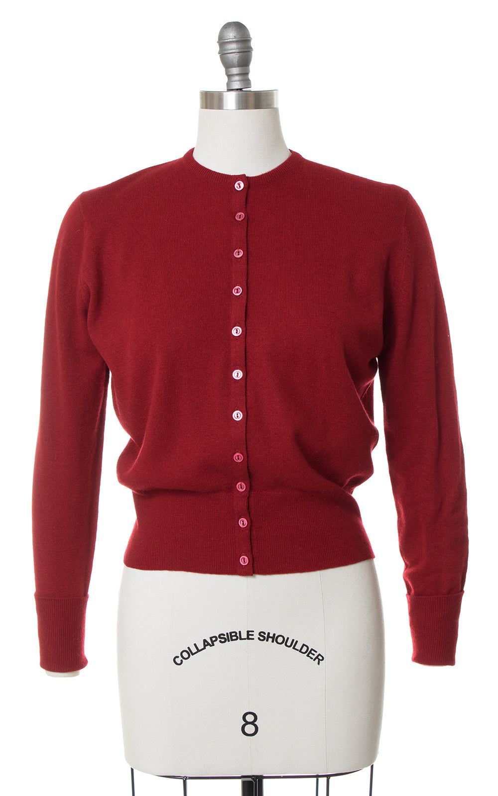 1950s Dark Red Cashmere Cardigan