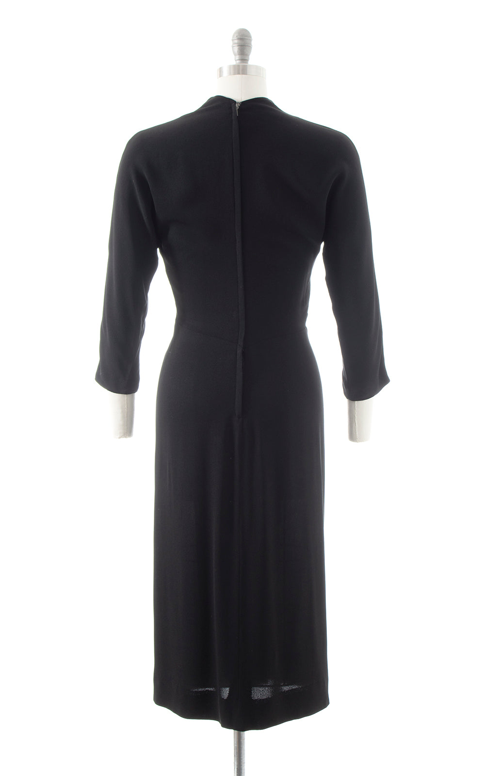 1940s DOROTHY O'HARA Black Rayon Draped Wiggle Dress | small