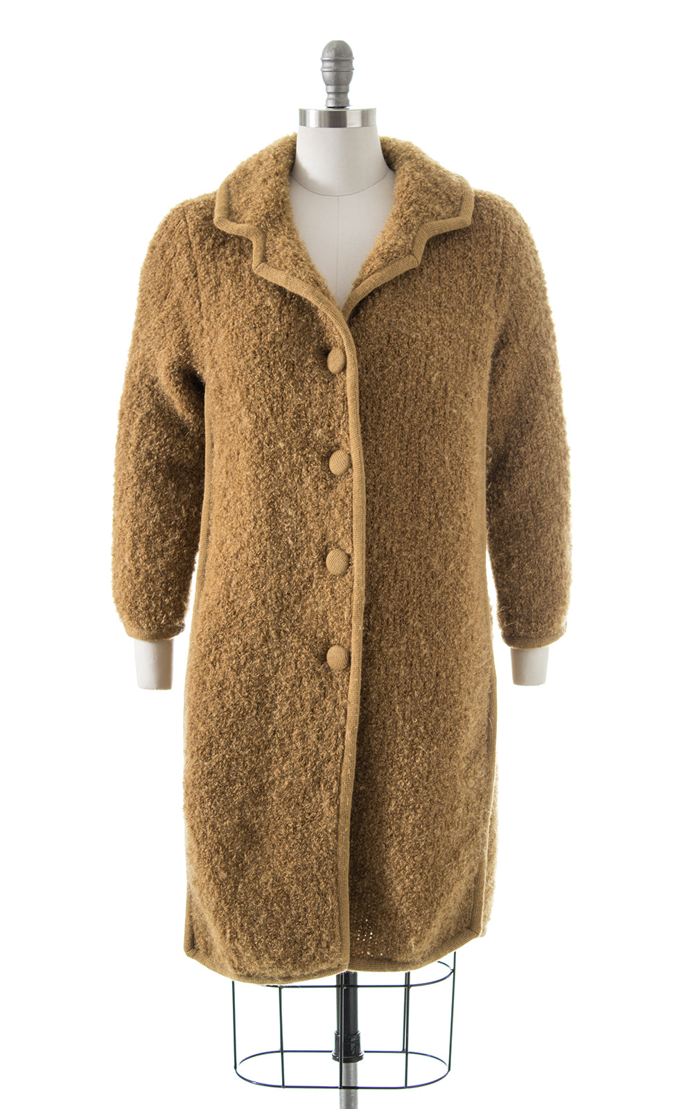 1960s Camel Bouclé Wool Sweater Coat