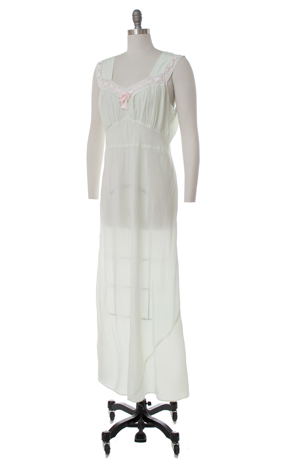 1930s 1940s Bias-Cut Mint Cold Rayon Nightgown | medium