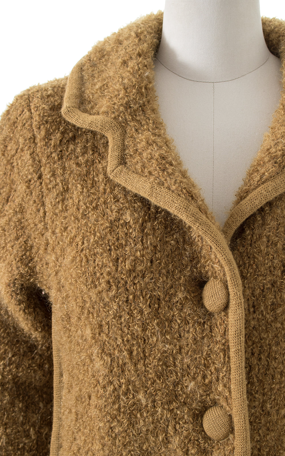 1960s Camel Bouclé Wool Sweater Coat