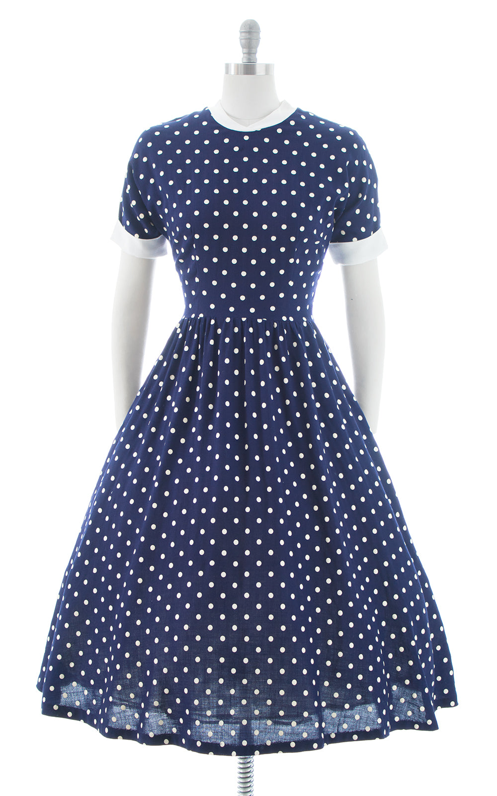 1950s Polka Dot Linen Dress