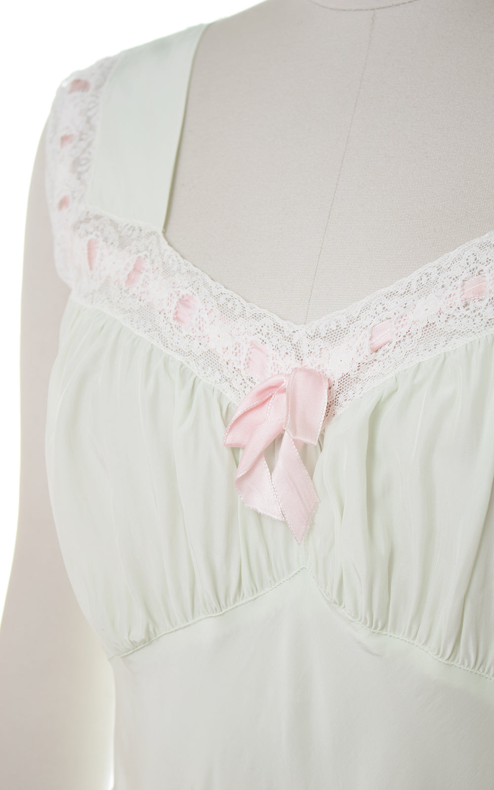 1930s 1940s Bias-Cut Mint Cold Rayon Nightgown | medium
