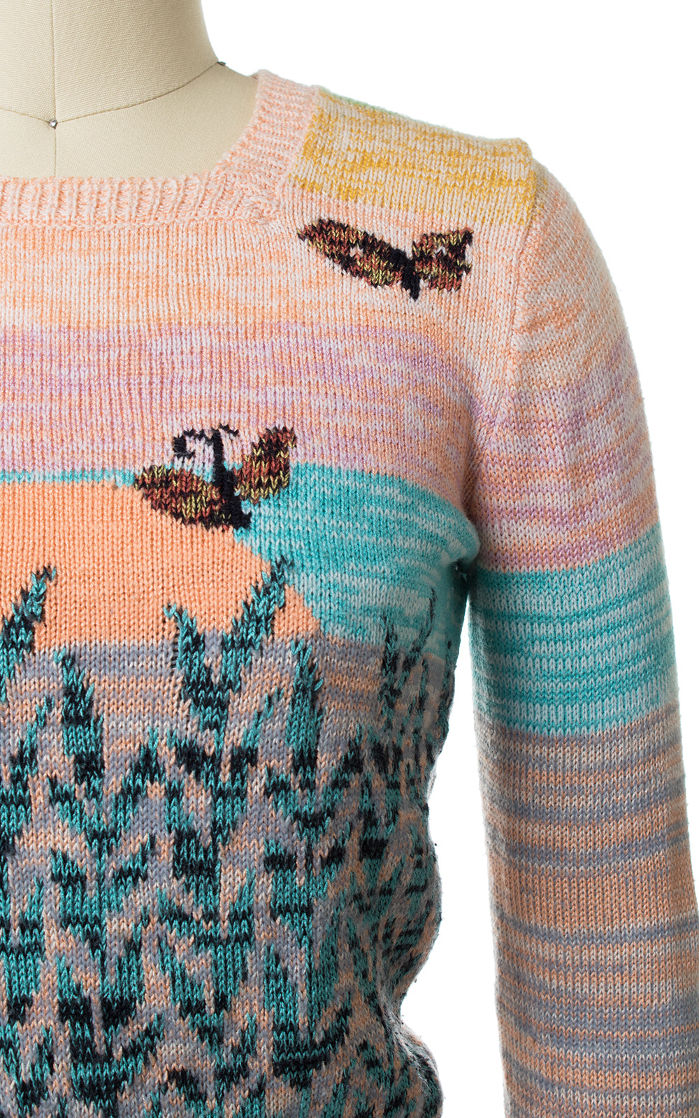 1970s Butterflies at Sunset Novelty Knit Sweater