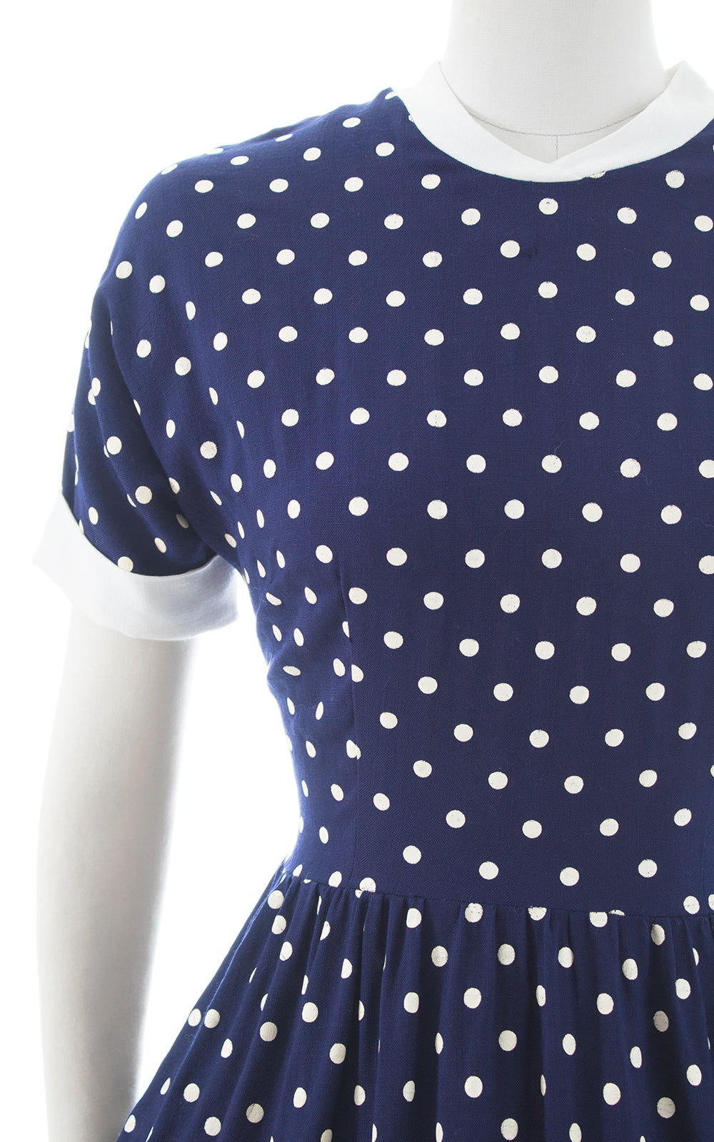 1950s Polka Dot Linen Dress