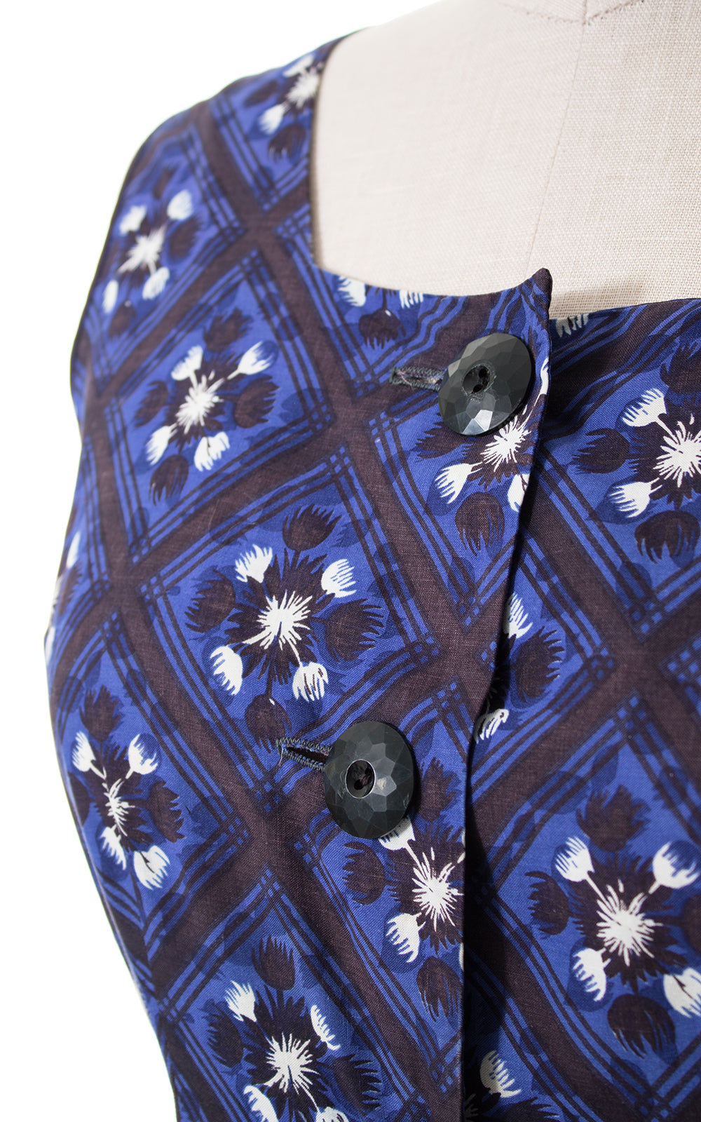 1950s Floral Cotton Shirtwaist Sundress