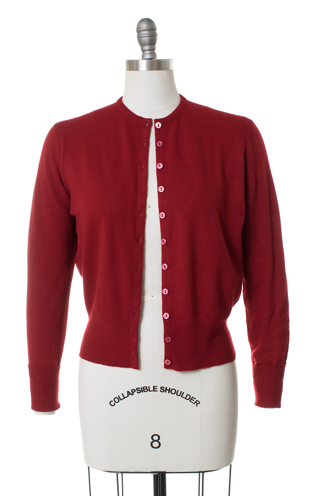 1950s Dark Red Cashmere Cardigan