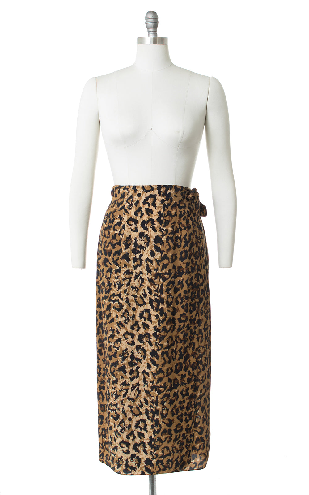 1980s Silk Leopard Print Wrap Skirt