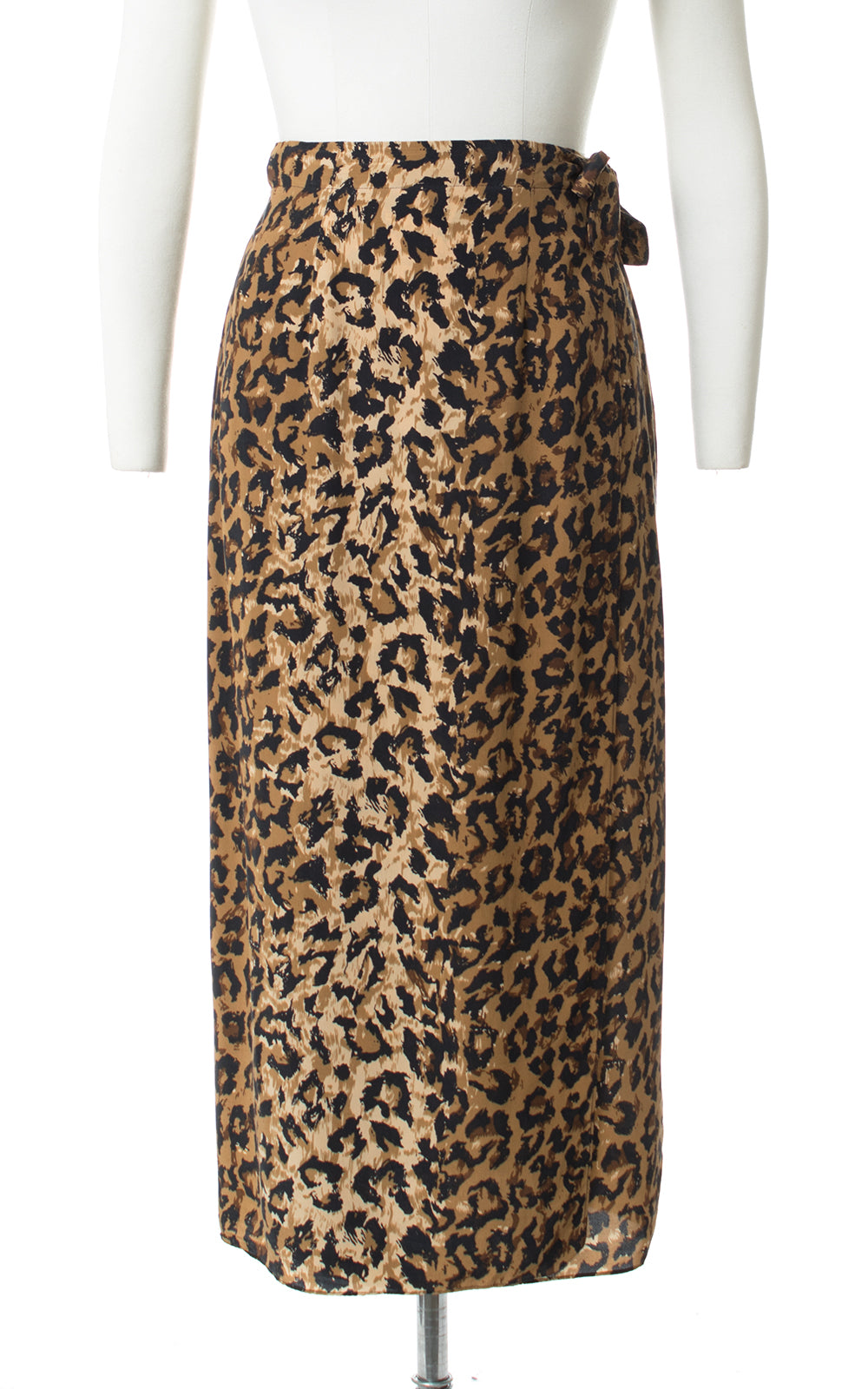 1980s Silk Leopard Print Wrap Skirt