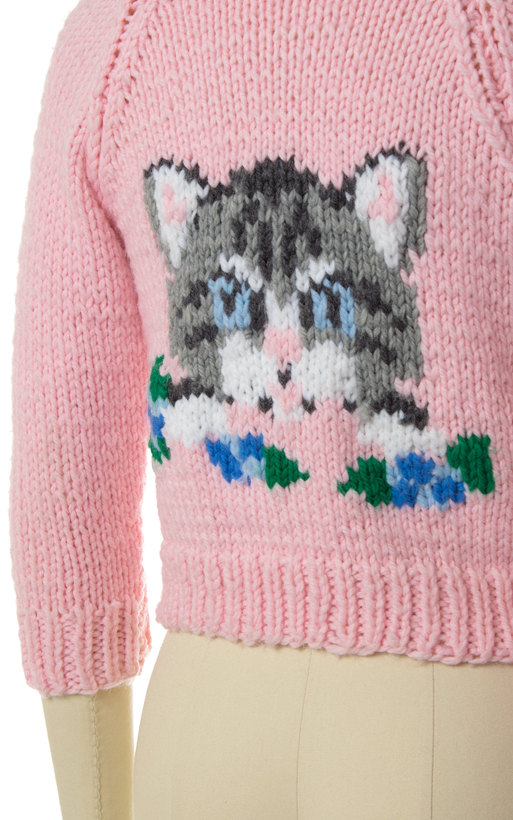 1950s Cat Novelty Knit Cowichan Cardigan