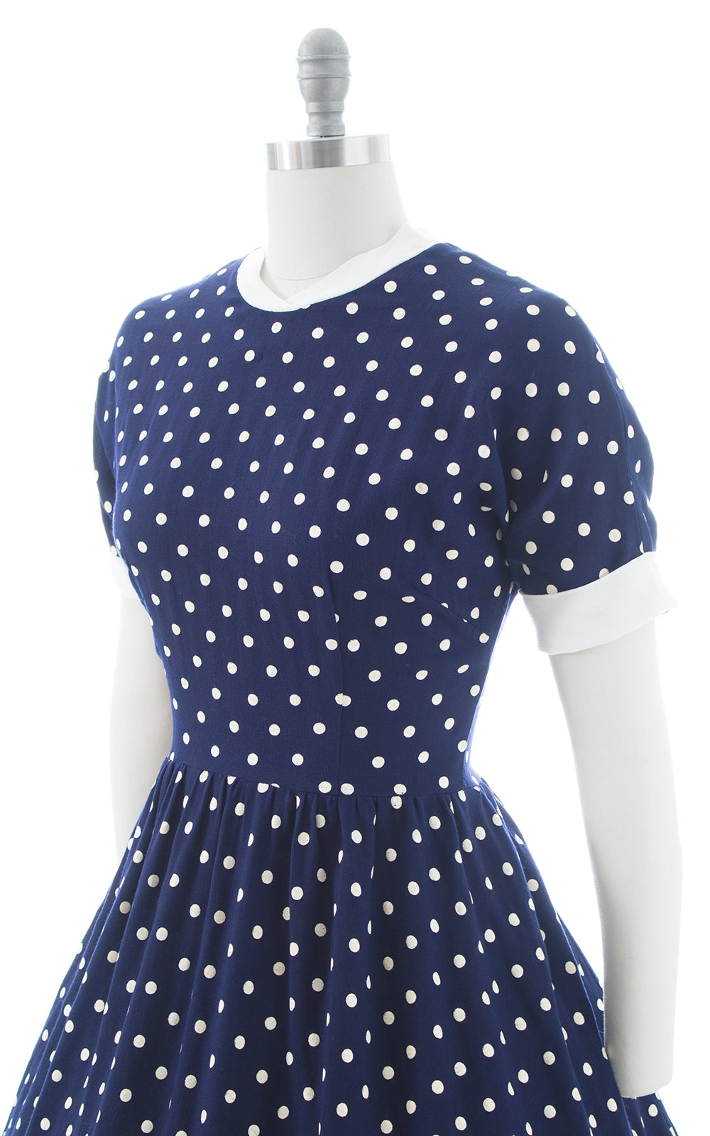 1950s Polka Dot Linen Dress