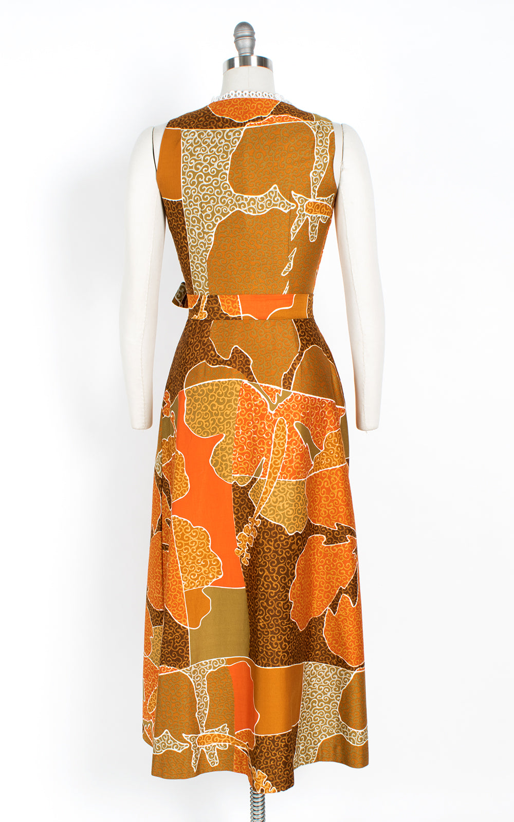 1960s Hawaiian Floral Cotton Maxi Wrap Dress