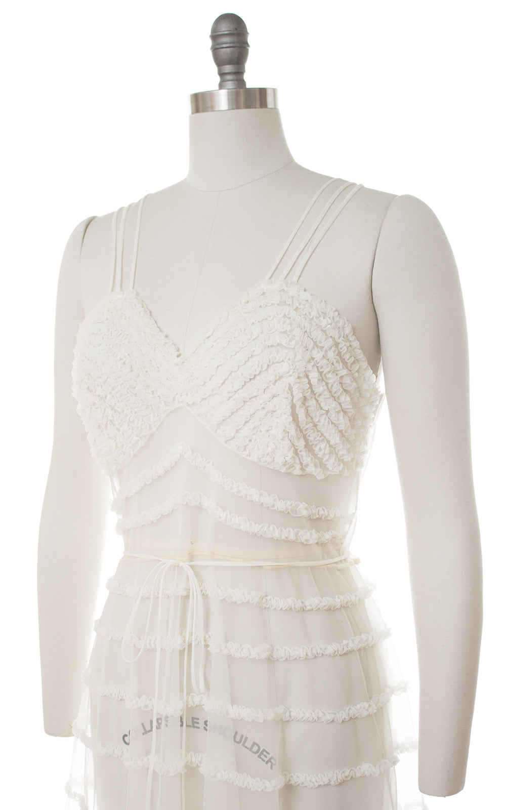 1950s Sheer Ruffled Nylon Nightgown