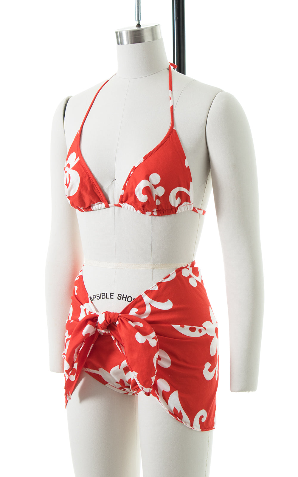 1960s Hawaiian Floral Bikini & Sarong Set
