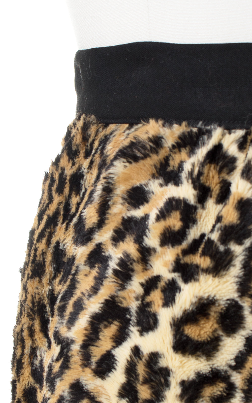 1960s Leopard Print Faux Fur Skirt with Slit