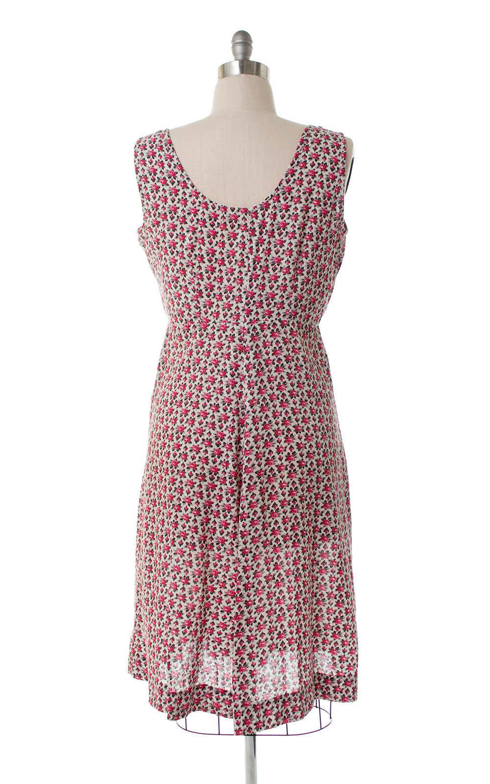 1940s Rose Print Cotton Shirtwaist Sundress