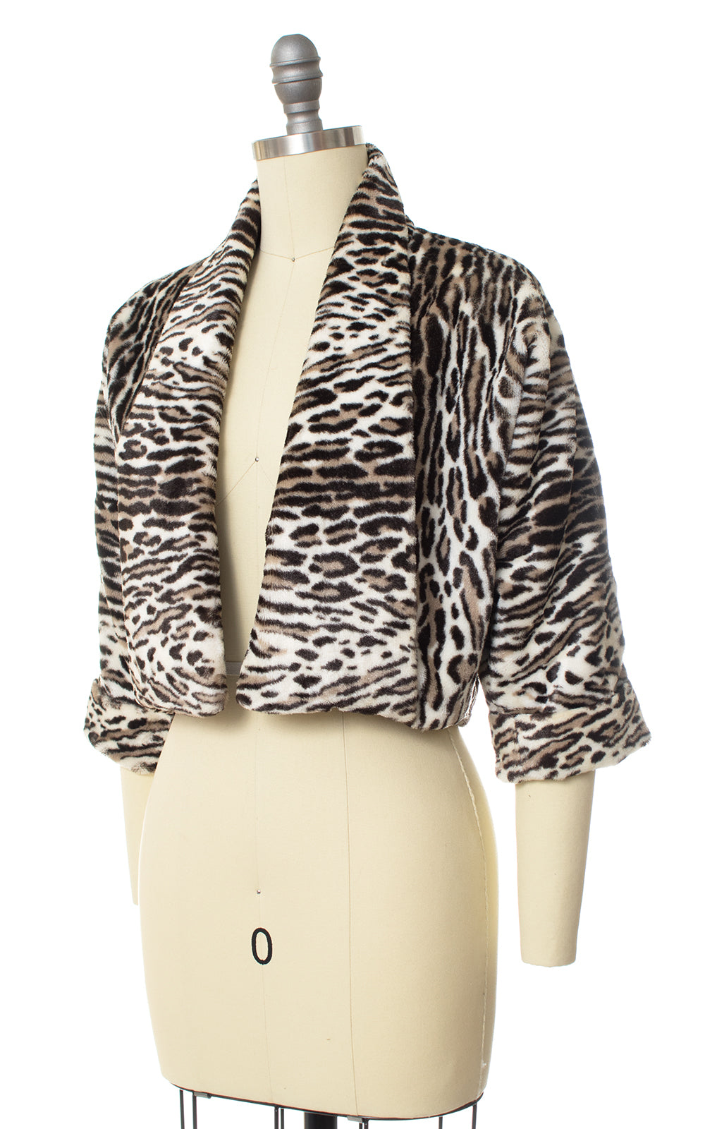 1960s Leopard Print Faux Fur Bolero Jacket