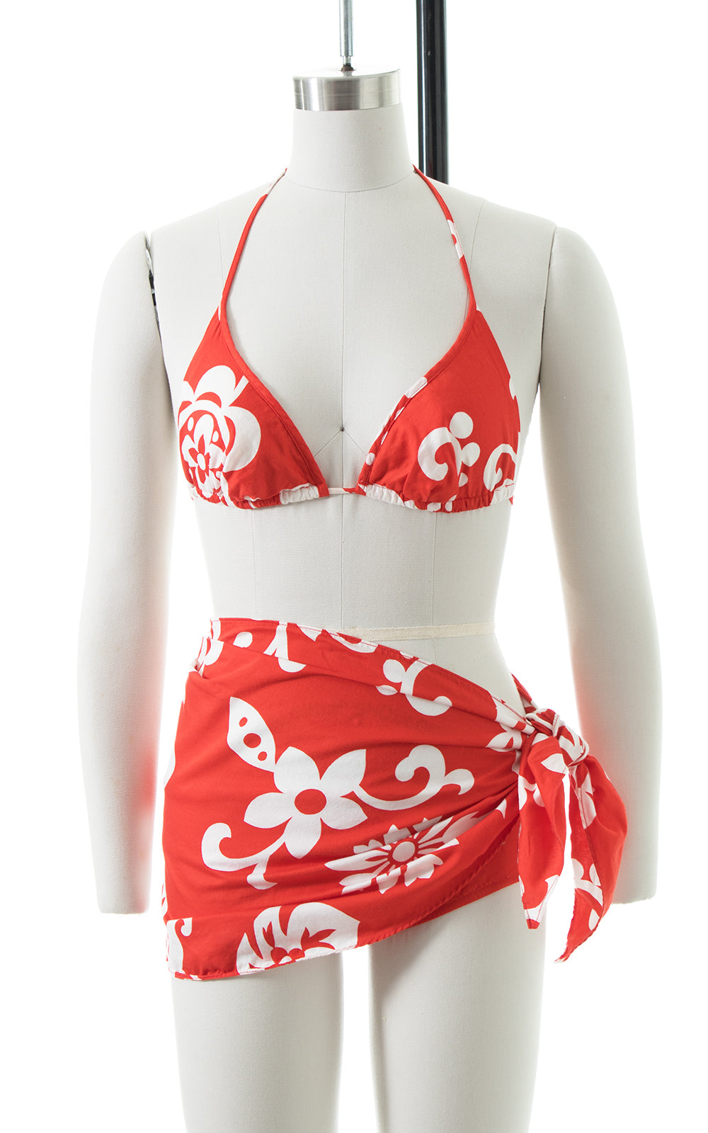 1960s Hawaiian Floral Bikini & Sarong Set