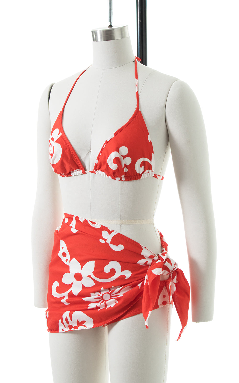 1960s Hawaiian Floral Bikini & Sarong Set