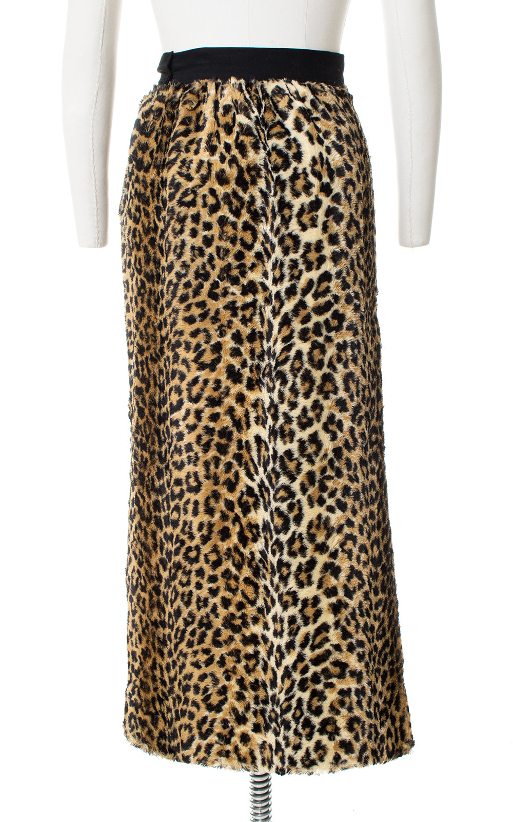 1960s Leopard Print Faux Fur Skirt with Slit